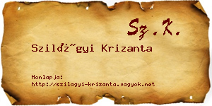 Szilágyi Krizanta névjegykártya